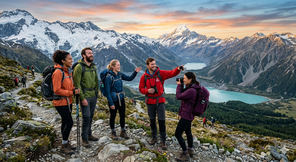 A diverse group of cheerful hikera on a trip Best Travel planner company