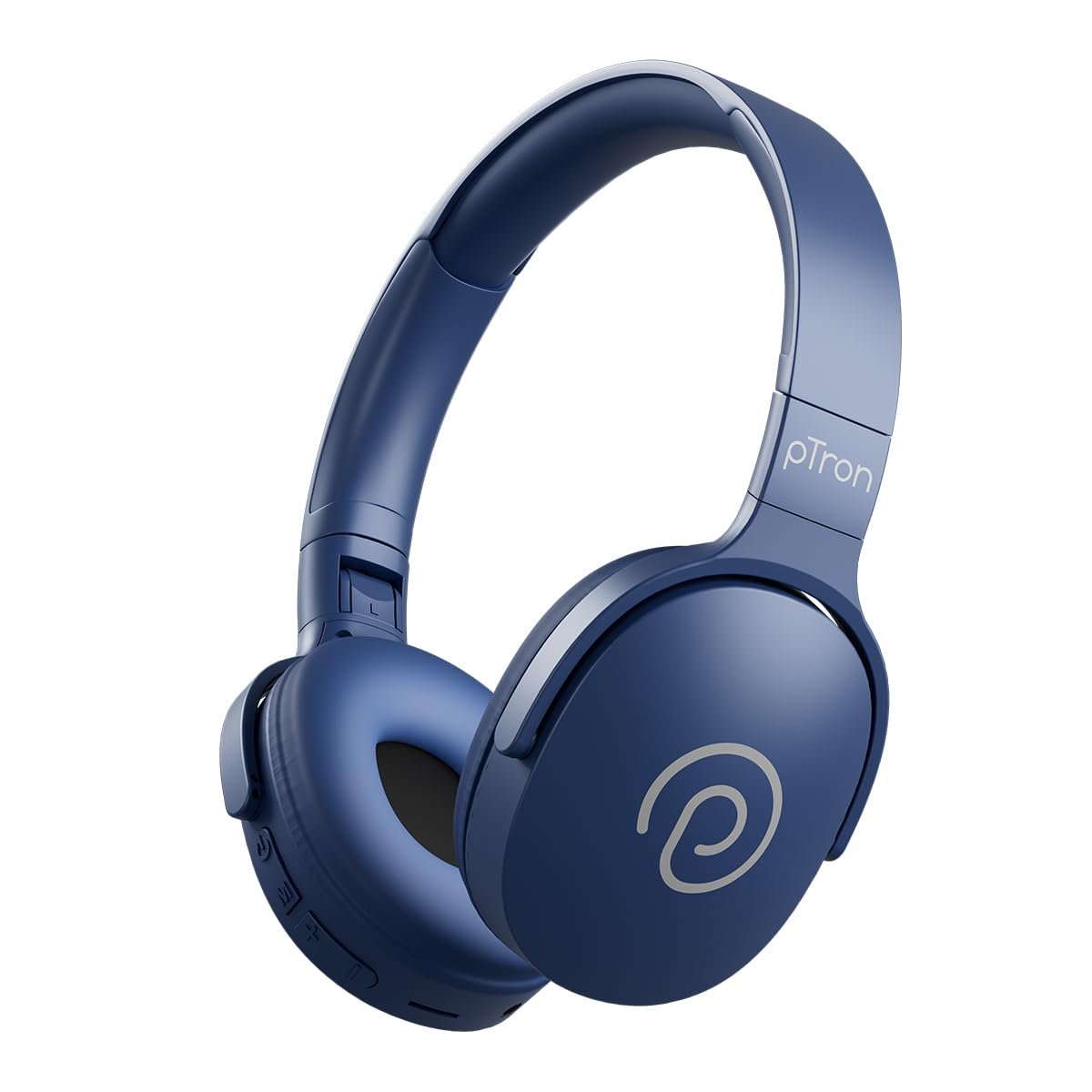 pTron Studio w/ 60Hrs Playtime, Wireless Over-Ear Headphones with HD Mic, Dual-Device Pairing, Immersive Sound, 40mm Drivers, BT5.4, 3.5mm Aux Port, TF Card Slot & Type-C Fast Charging (Blue)