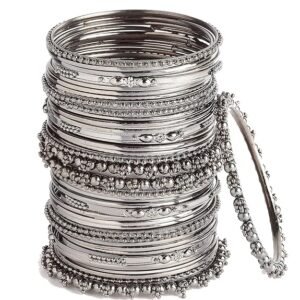 ZENEME Jewellery Traditional Silver Plated Oxidized Bracelet Bangles Set for Girls and Women